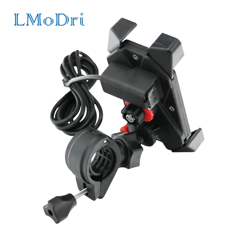 

LMoDri Bracket Motorcycle Handlebar Mount Holder Telescopic Phone Holder With USB Charger Charging For Cellphone
