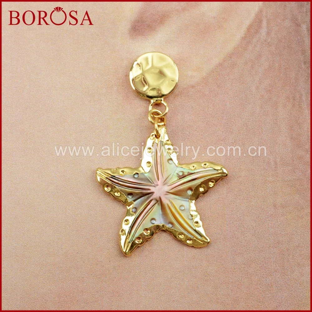 BOROSA 5 пар золотая Радужная натуральная морская звезда форма с золотой монетой