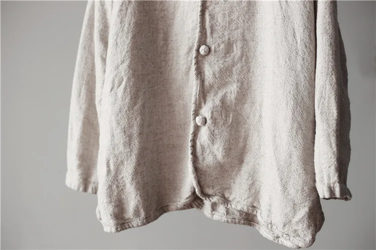 Женская свободная рубашка с длинным рукавом из хлопка и льна|designer blouse|casual blouseloose