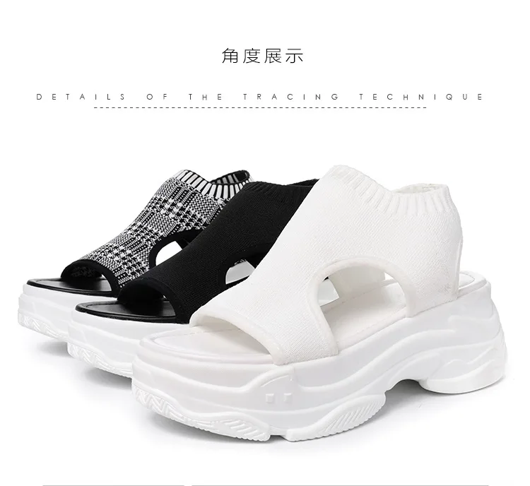 Дышащие спортивные сандалии с открытым носком и ремешком на щиколотке; повседневные летние женские сандалии; Новинка; модная пляжная обувь на толстой платформе