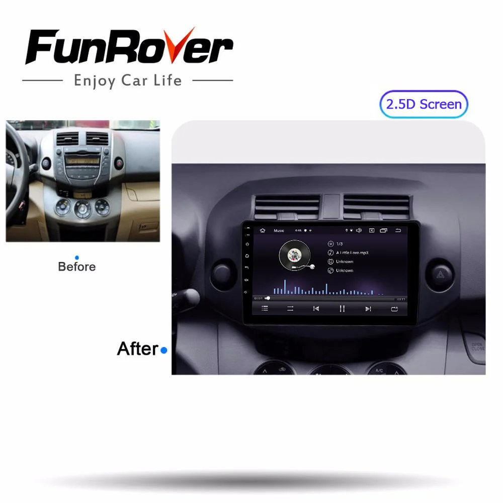 Автомагнитола FUNROVER для Toyota RAV4 9 0 2005 2 din 2.5D + IPS Android 2013 dvd gps навигация|Автомагнитолы|