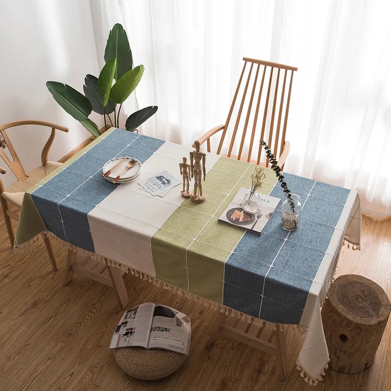 

Tassel Table Cloth Dining Decorated High Quality Japan Style Embroidery Cotton Linen Tablecloth Home Kitchen Elegant Table Cover