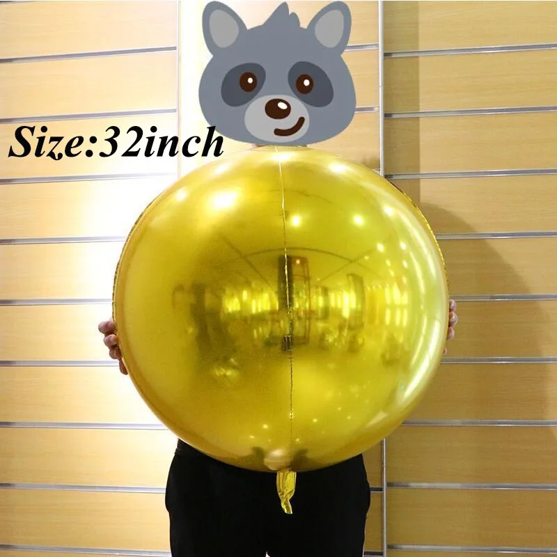 32 inch Glod 1 шт. 18''22'' 32 дюйма золотые серебряные 4D круглые воздушные шары из фольги Свадебные украшения для дня рождения надувные гелиевые балоны Globos игрушки - Цвет: 32 inch Glod