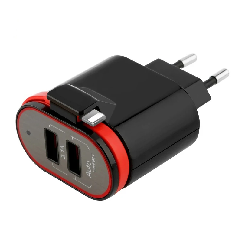 with lightning Sindvor 5V 3.1A 2 порта USB зарядное устройство со встроенным кабелем EU Быстрая зарядка настенное зарядное устройство для iPhone X 8 Plus samsung Carregador USB - Тип штекера: with lightning