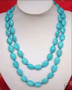 

13x18MM blue turquoise Necklace 33"