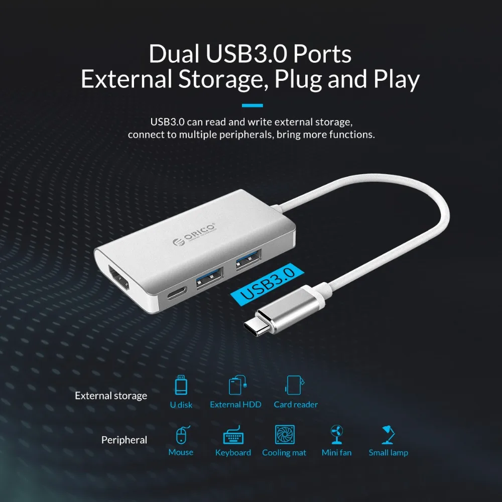 USB Концентратор ORICO Type C к USB3.0 концентратор HDMI адаптер с разъемами для зарядки Samsung