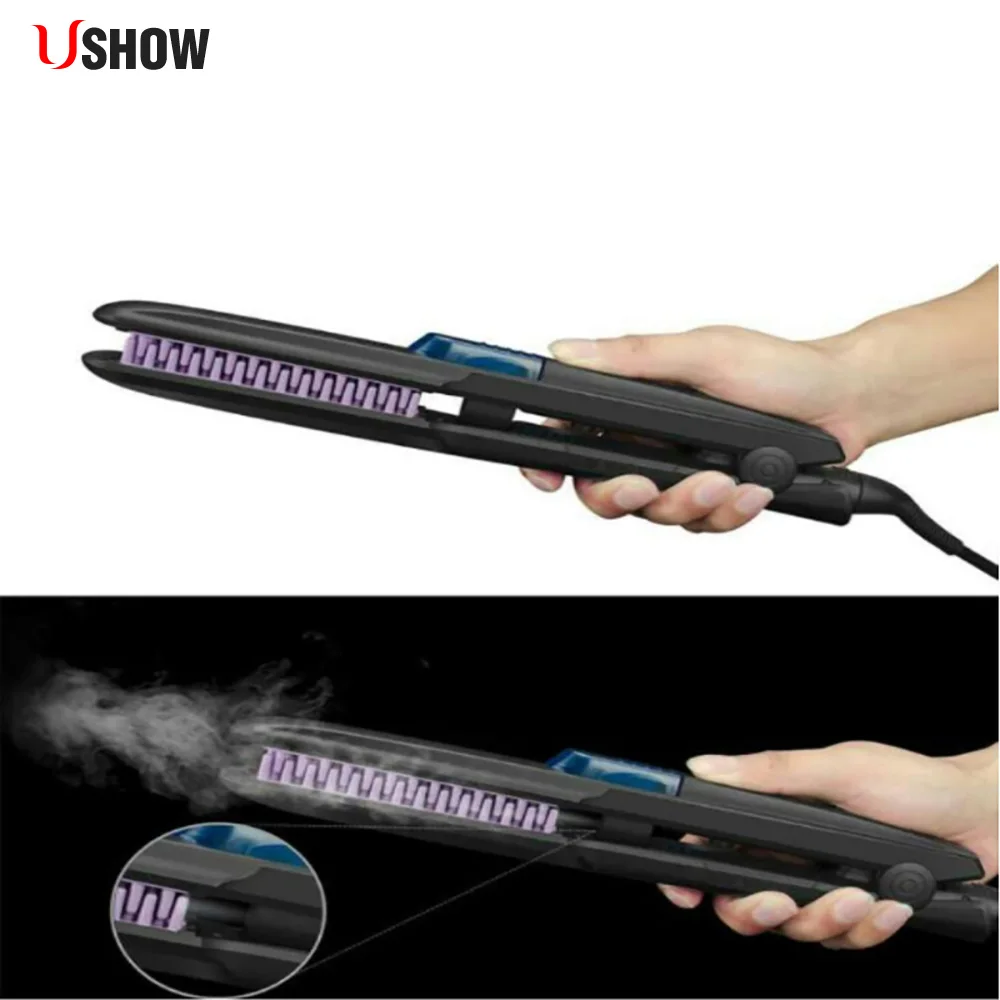 USHOW Spary выпрямитель для волос утюжок керамический ионный паровой щетка завивки