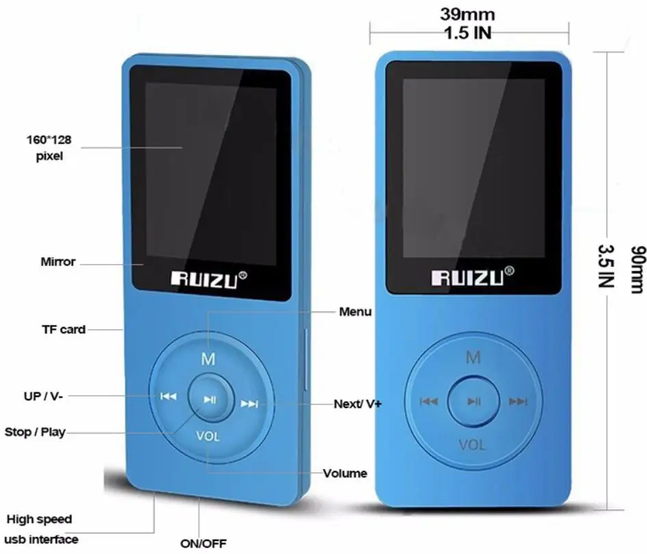 Оригинальный MP3 плеер RUIZU X02 с 1 8 дюймовым экраном может играть 80 часов FM
