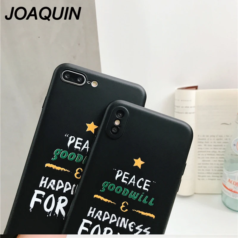 Модные черные чехлы для телефонов с надписью Peace goodwill iPhone 6 6S 7 8 Plus X Матовая