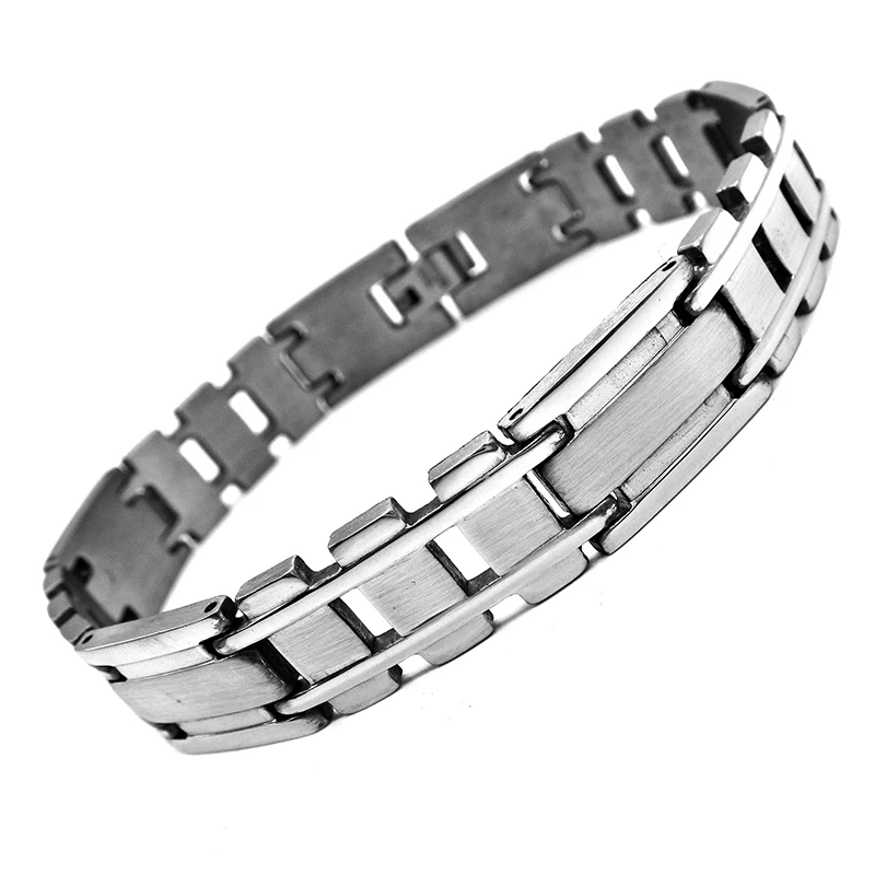 AMUMIU мужские серебряные браслеты из нержавеющей стали звеньев цепи и манжеты