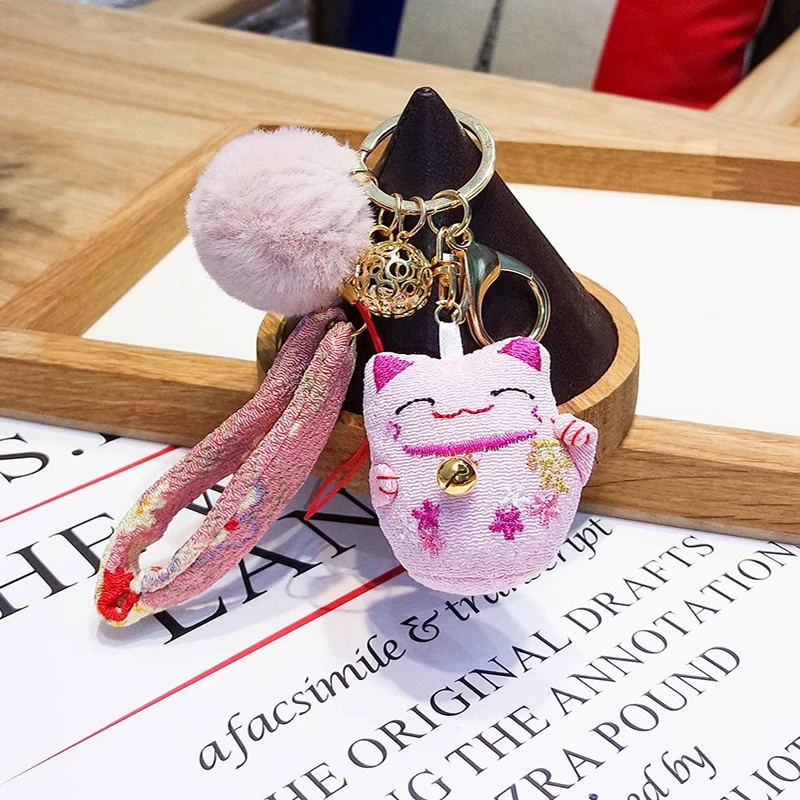Милый Счастливый Кот плюшевый брелок подвеска Kawaii Брелки для женщин