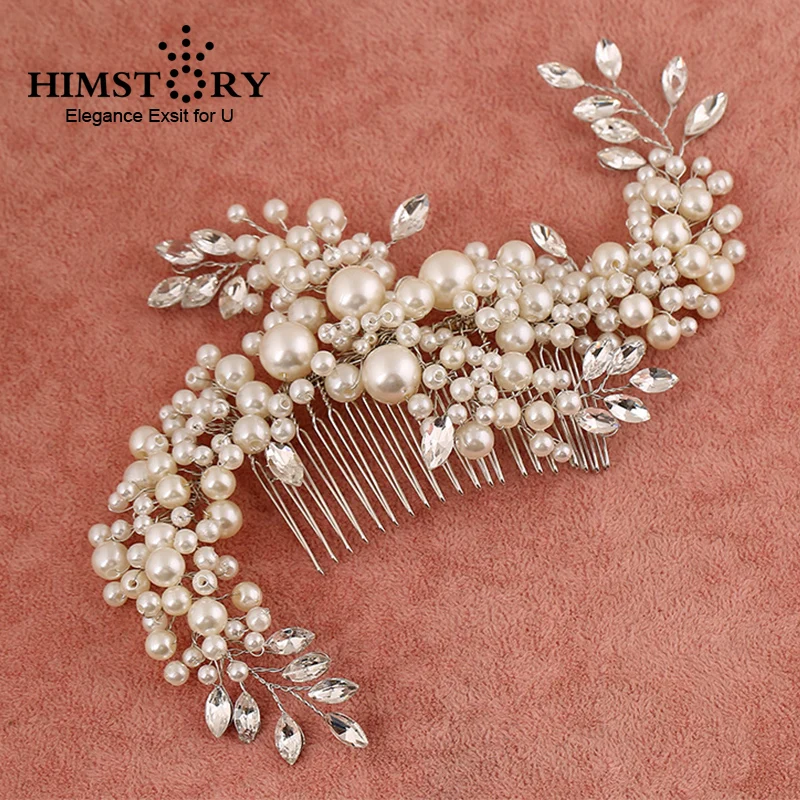 HIMSTORY ручная работа великолепный жемчуг кристалл гребень украшения для волос