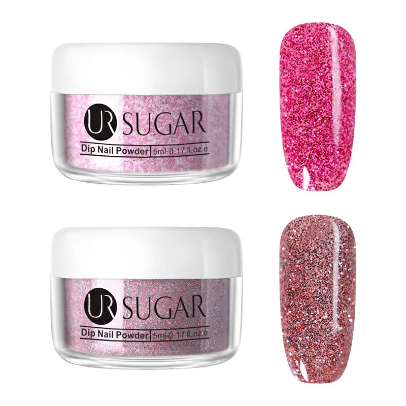 2Pcs set 1 Ur Sugar 5 мл блеск окунания ногтей порошок мерцающий голографический пигмент Пыль порошок украшение натуральный сухой без лампы лечения набор - Цвет: 2Pcs set 1