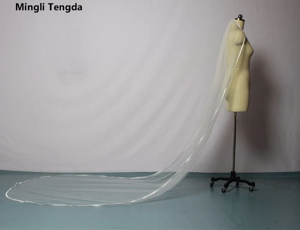 Mingli Tengda новая свадебная вуаль с кромкой из ленты для невесты гребнем однослойные