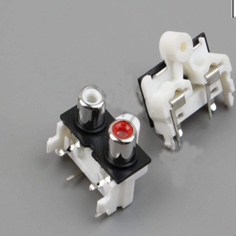 10pcs AV concentric socket 4-foot RCA 2-hole PCB welded audio video Lotus AV2-8.4-10 | Обустройство дома