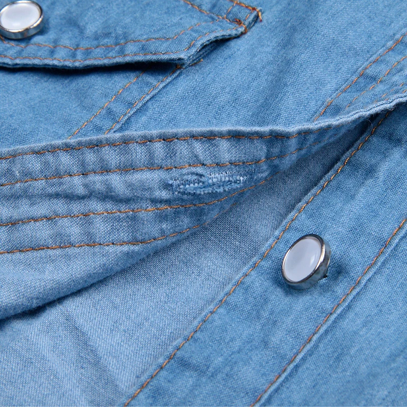 2017 весенние облегающие Женские джинсовые рубашки с длинным рукавом и пуговицами