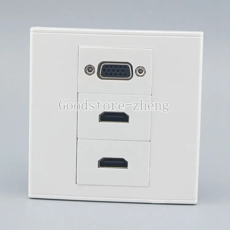

Wall Face Plate VGA Outlet + Dual HDMI Socket Media Assorted Panel Faceplate