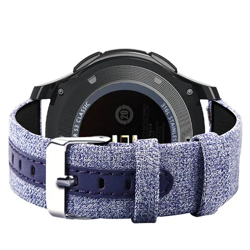 Blue gray Нейлон+ кожаный ремешок для samsung Galaxy Watch 46 мм gear s3 frontier/Классический 22 мм ремешок для часов холст наручный ремень amazfit - Цвет ремешка: Blue gray