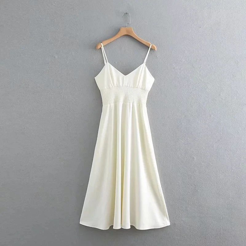 Летнее женское платье на бретельках хлопковое мешковатое однотонное Элегантное