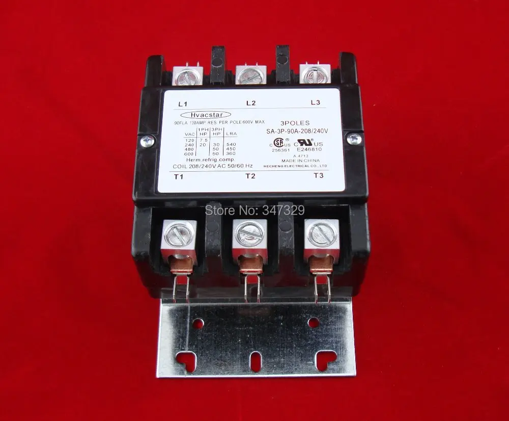 Hvacstar SA 3P 90A 208/240V Контактор определенного назначения 3Poles 90FLA AC Coil контактор DP