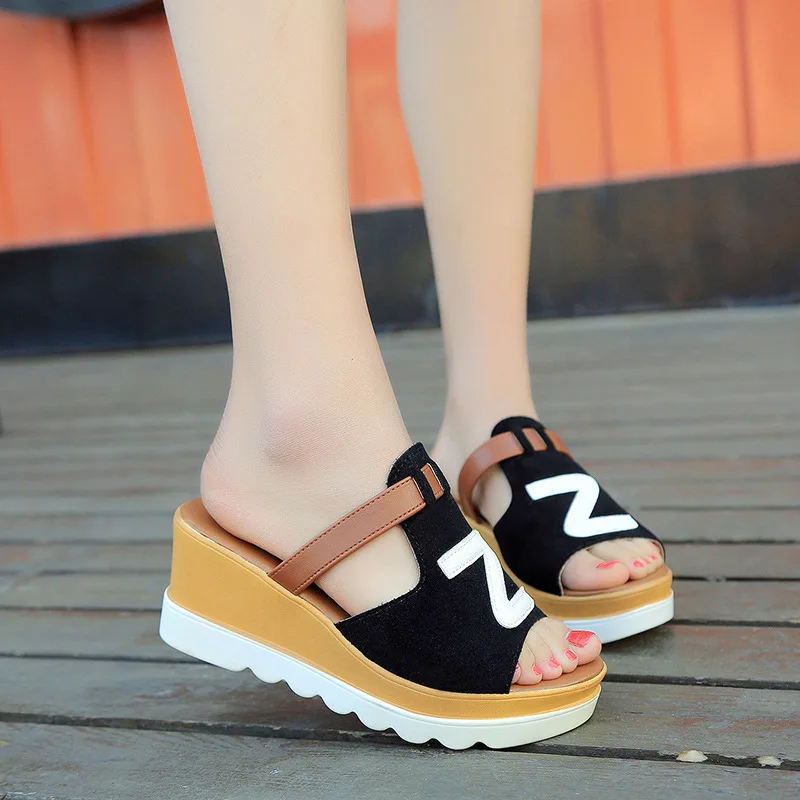 2019 summer women mules clogs wedge Flock sandals handmade artifical pearl slippers jelly color casual beach High heel | Обувь