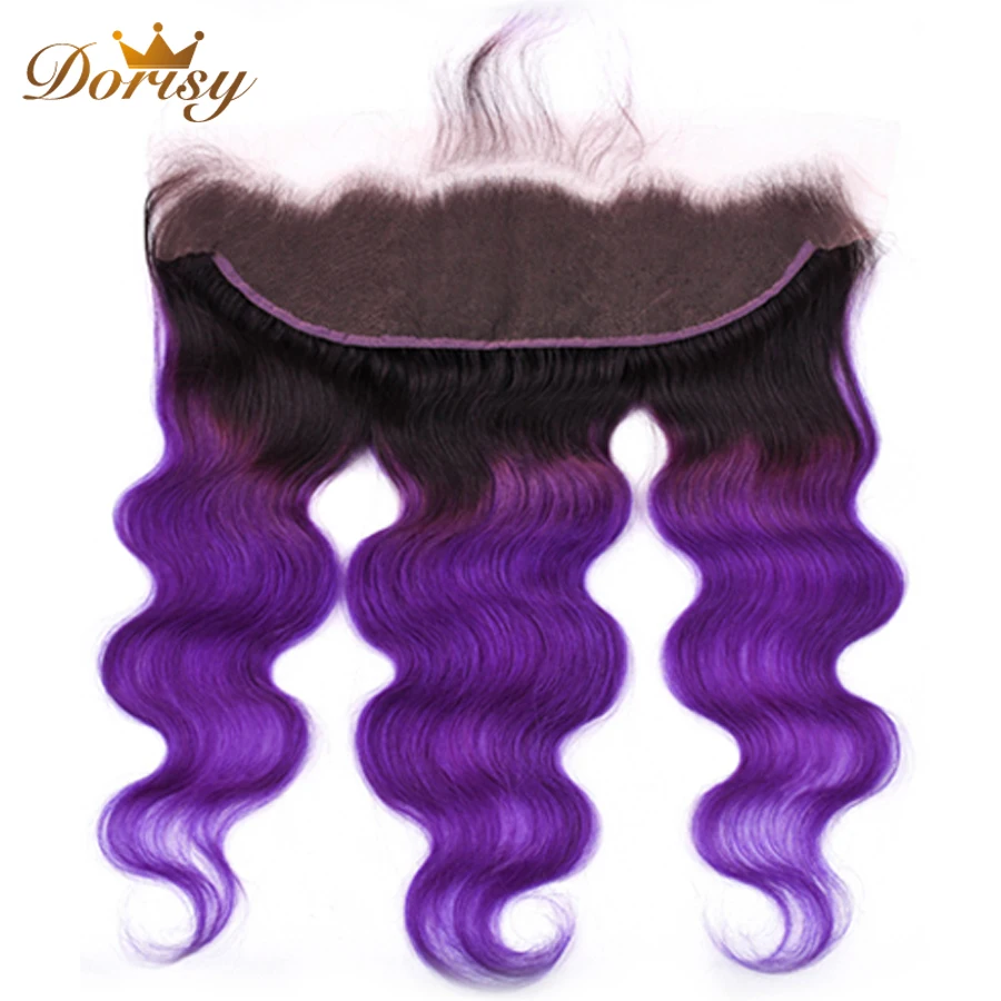 Объемные волнистые пучки с фронтальной кружевной застежкой T1b фиолетовые