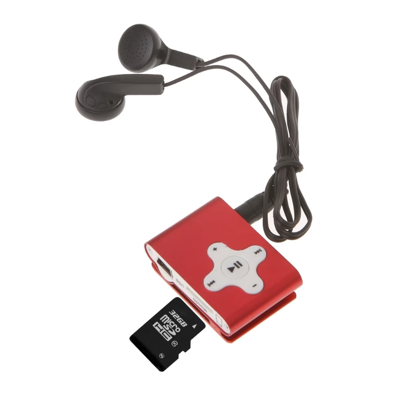 OOTDTY MP3 Mini Clip Metal Music Media Player Support Micro SD Card + USB Cable Earphone | Электроника