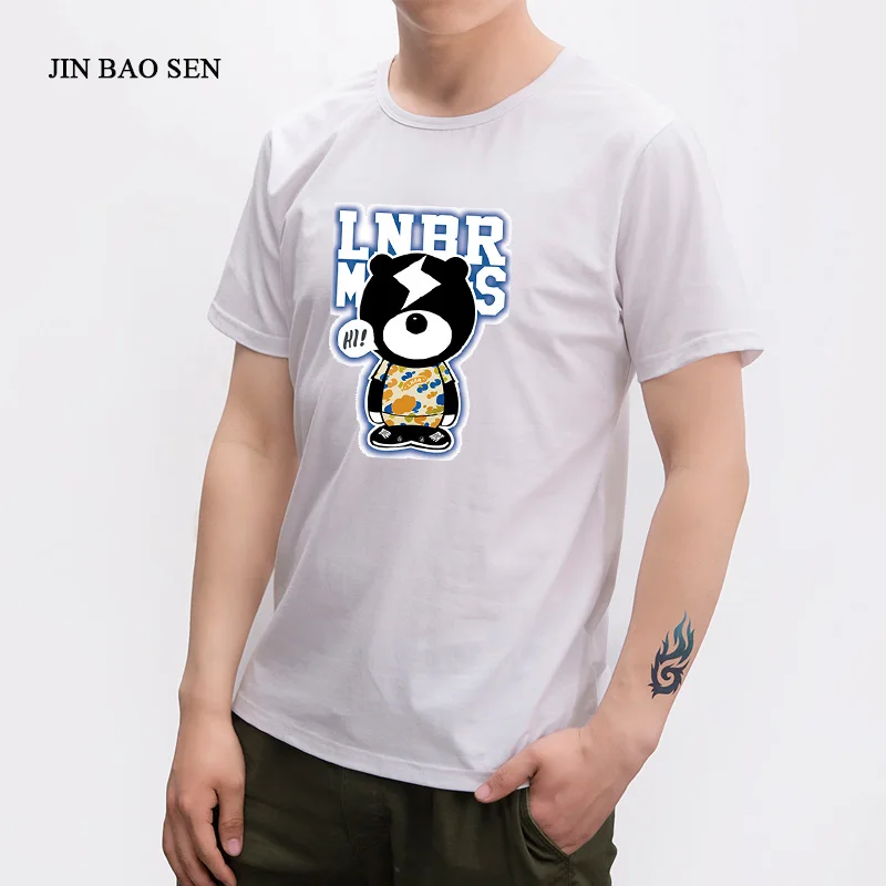 JINBAOSEN 2018 новая футболка с круглым вырезом брендовая одежда Для мужчин панда