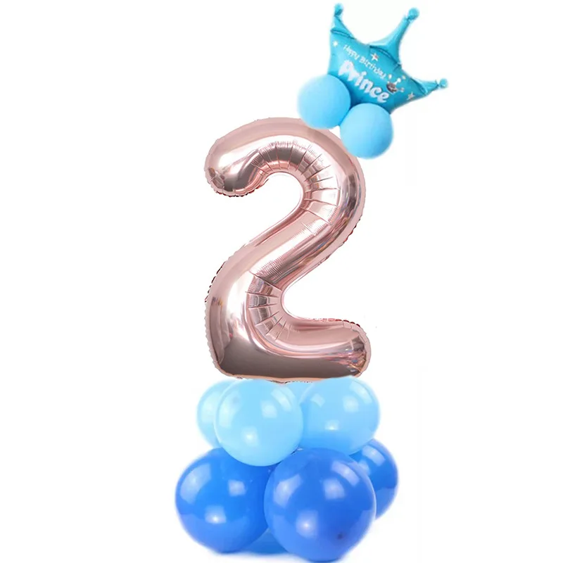 blue2 15 шт./лот, фольгированные шары с цифрами, воздушные шары для дня рождения, Детские воздушные шары для дня рождения, праздничные вечерние украшения - Цвет: blue2