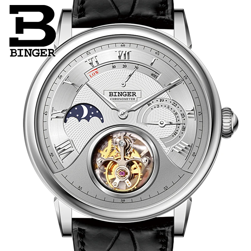 

Швейцарские часы BINGER, мужские роскошные часы Seagull, автоматические часы Movemt, мужские часы с турбийоном, сапфировым стеклом, кожаным ремешком