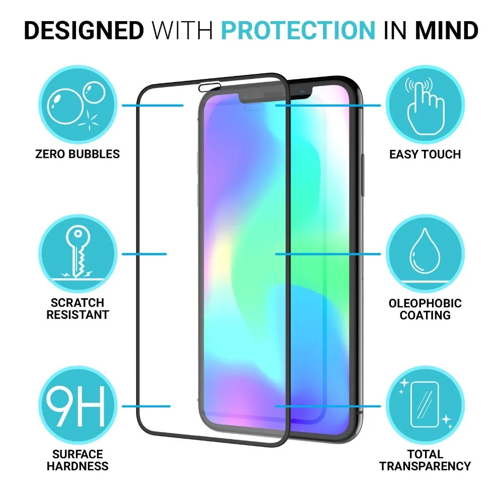 9D изогнутое закаленное стекло для iPhone X XS XR Max защита экрана полное покрытие