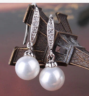 Hot sale Free Shipping&gt&gt&gt&gtStunning 18K white gold filled lady pearl&amp topaz jewe earring | Украшения и аксессуары
