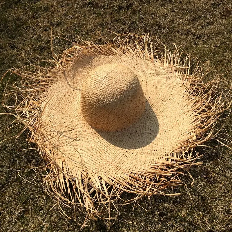 

MAERSHEI Handmade Weave 100% Raffia Sun Hats For Women Large Brim Straw Hat Outdoor Beach Summer Caps Chapeu Feminino