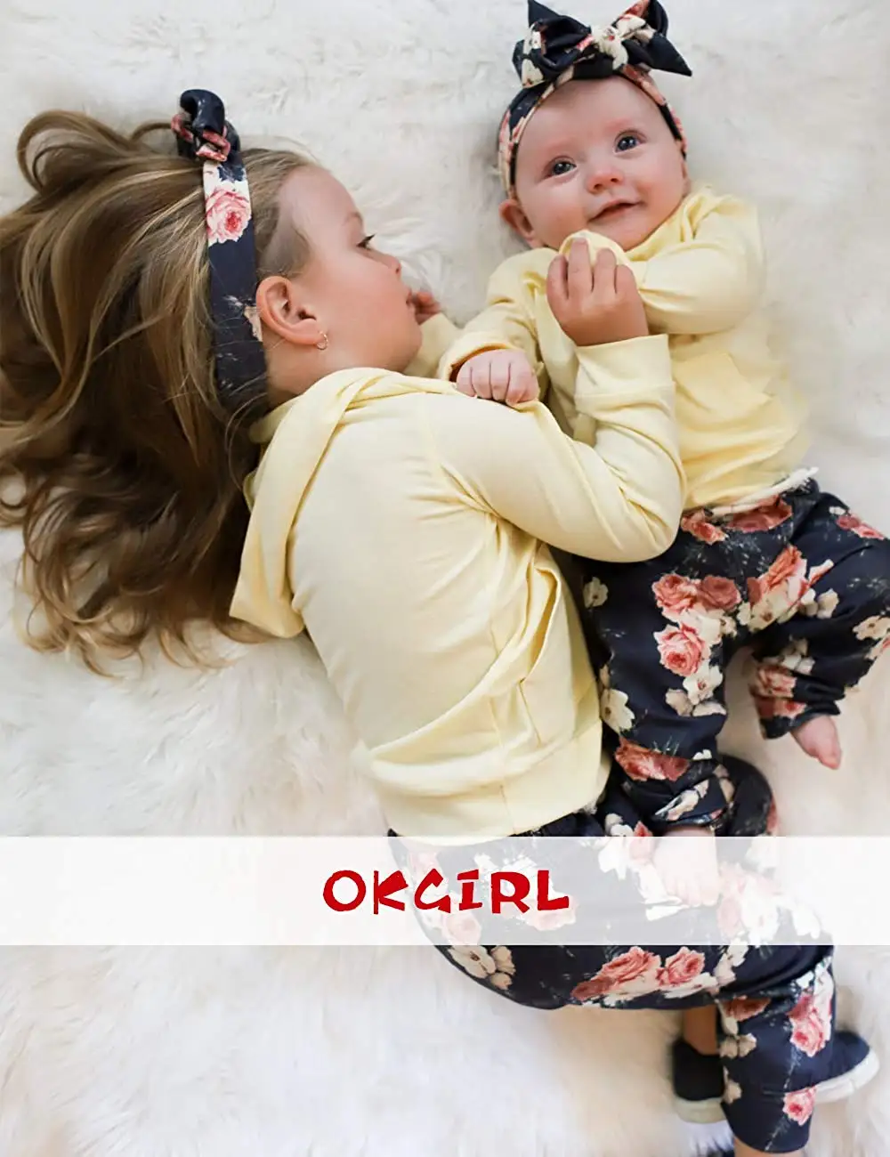 Одежда для маленьких девочек Oklady толстовка с длинным рукавом штаны цветочным