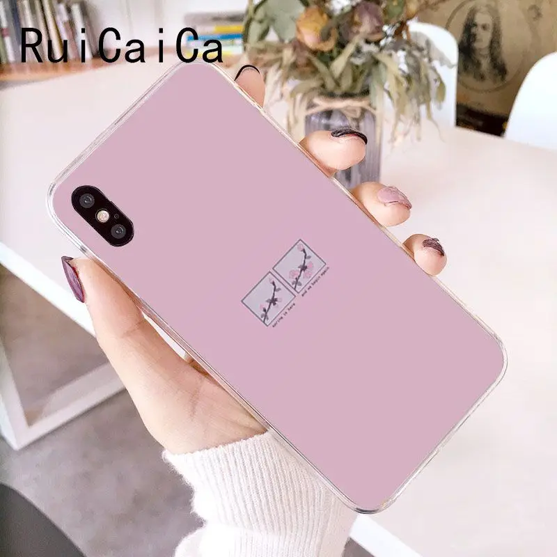 RuiCaiCa набор розового фона граффити Стик рисунок текст чехол для телефона iPhone 8 7 6 6S