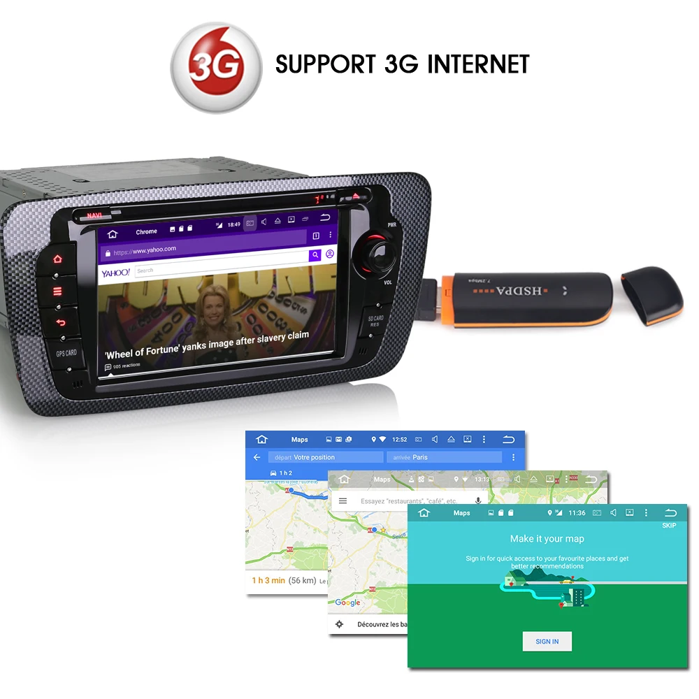 7&quot Autoradio Android 7.1 Car Radio for SEAT IBIZA GPS DAB+DVR WiFi OBD Canbus DVD Bluetooth SD CAM-IN AUX | Автомобили и