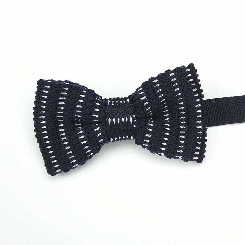 Новая стильная вязаная бабочка для мужчин и женщин, регулируемые двухслойные галстуки-бабочки, дизайнерские вязаные полосатые однотонные вязаные галстуки-бабочки