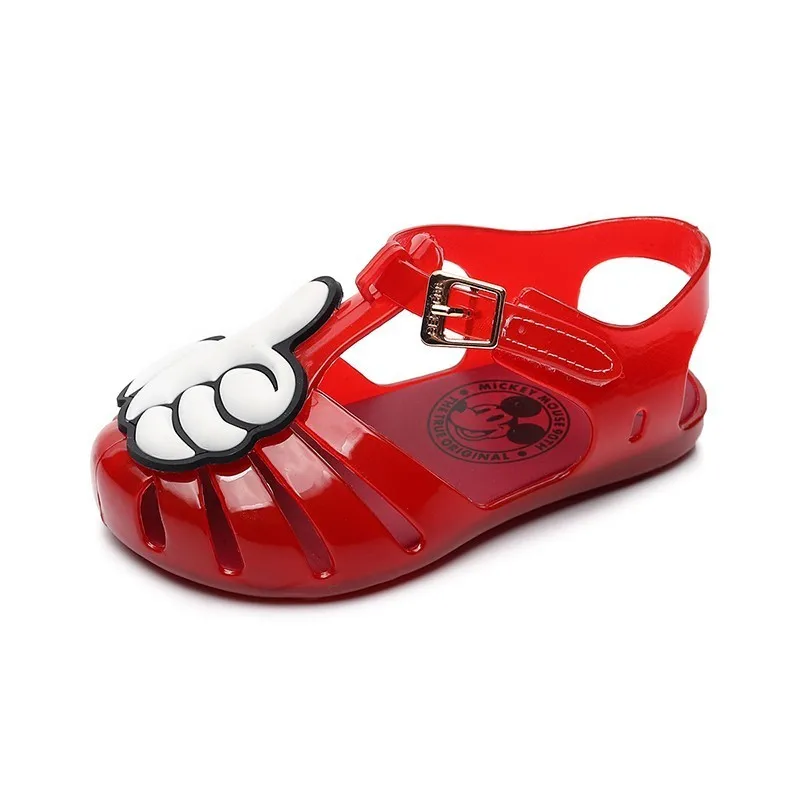 Mini Melissa/Новинка года; прозрачные сандалии для девочек; детская обувь с изображением Микки-Палм; римские детские сандалии; сандалии для девочек Melissa; дышащие; 13-18 см - Цвет: Red