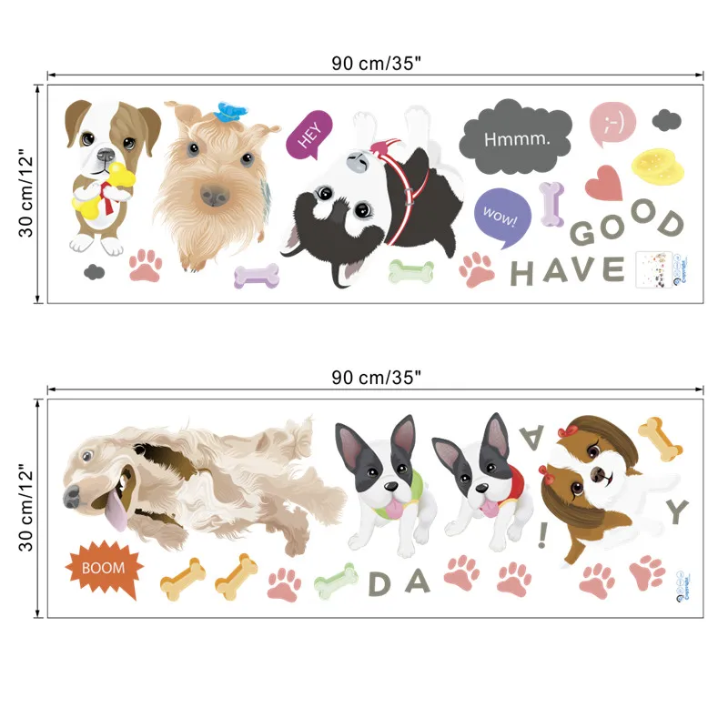 

Lovely Dogs Animals Wall Sticker For Kids Room Bedroom Decor Cartoon Puppy Mural Art Diy Pvc Home Decal