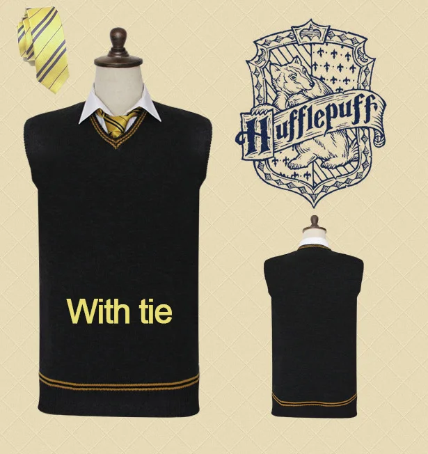 Hufflepuff with tie Hufflepuff Косплей халат Плащ юбка рубашка свитера галстук шарф униформа для Харриса костюм - Цвет: Hufflepuff with tie