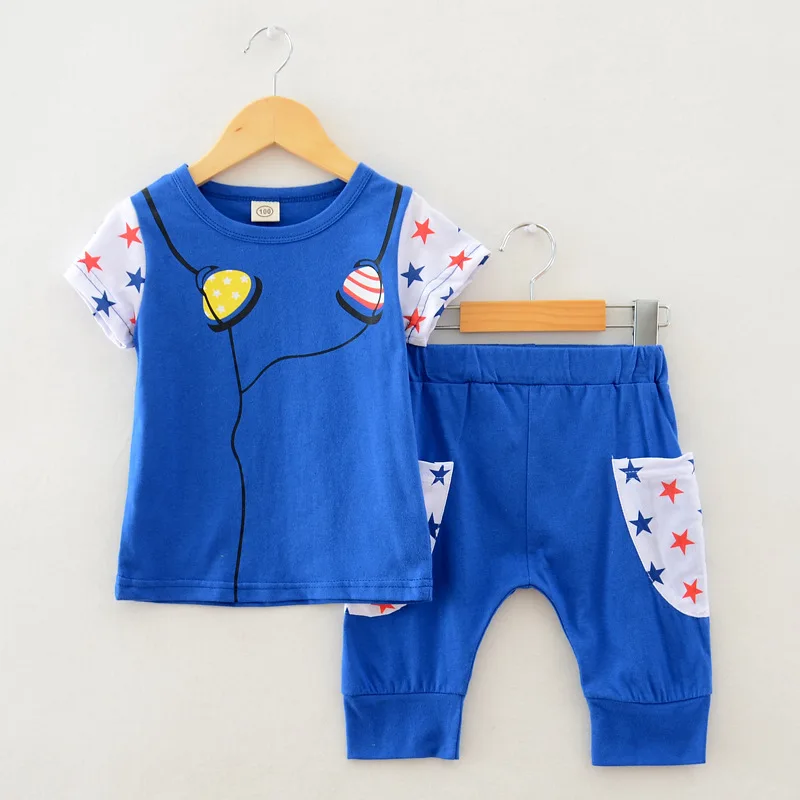 1-7 Years Old Kids Boy Summer Set Cotton Shorts + T Shirt Children Boys Clothing Baby Sports Suit Clothes |