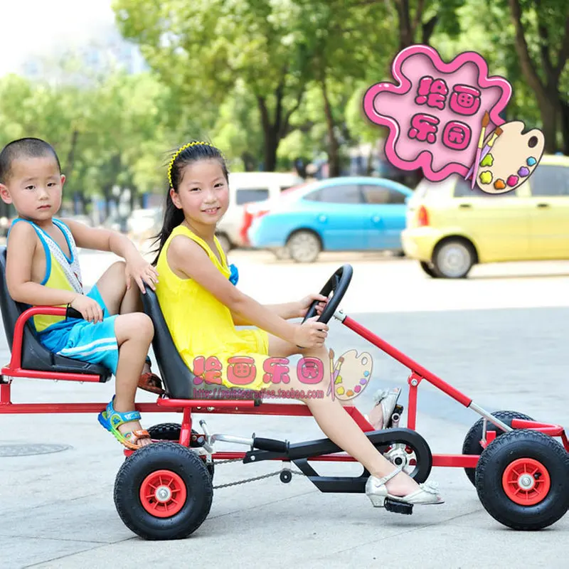 Twins Go Karts утолщенная стальная рама Детские карты с ручным тормозом два детских