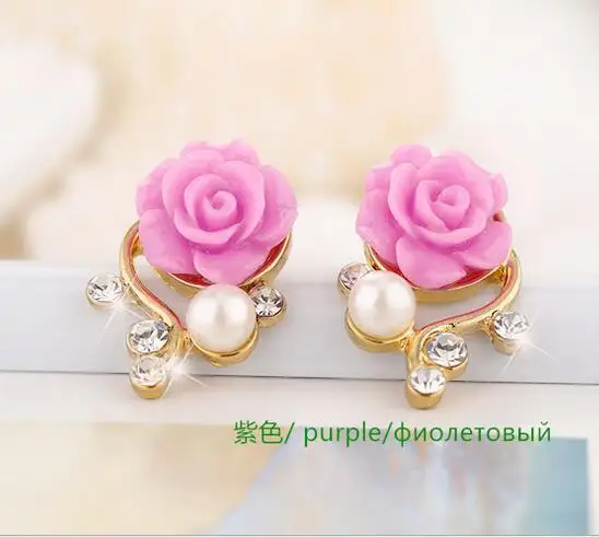 В Корейском стиле модные серьги с жемчугом женские розы Стразы в виде ракушки