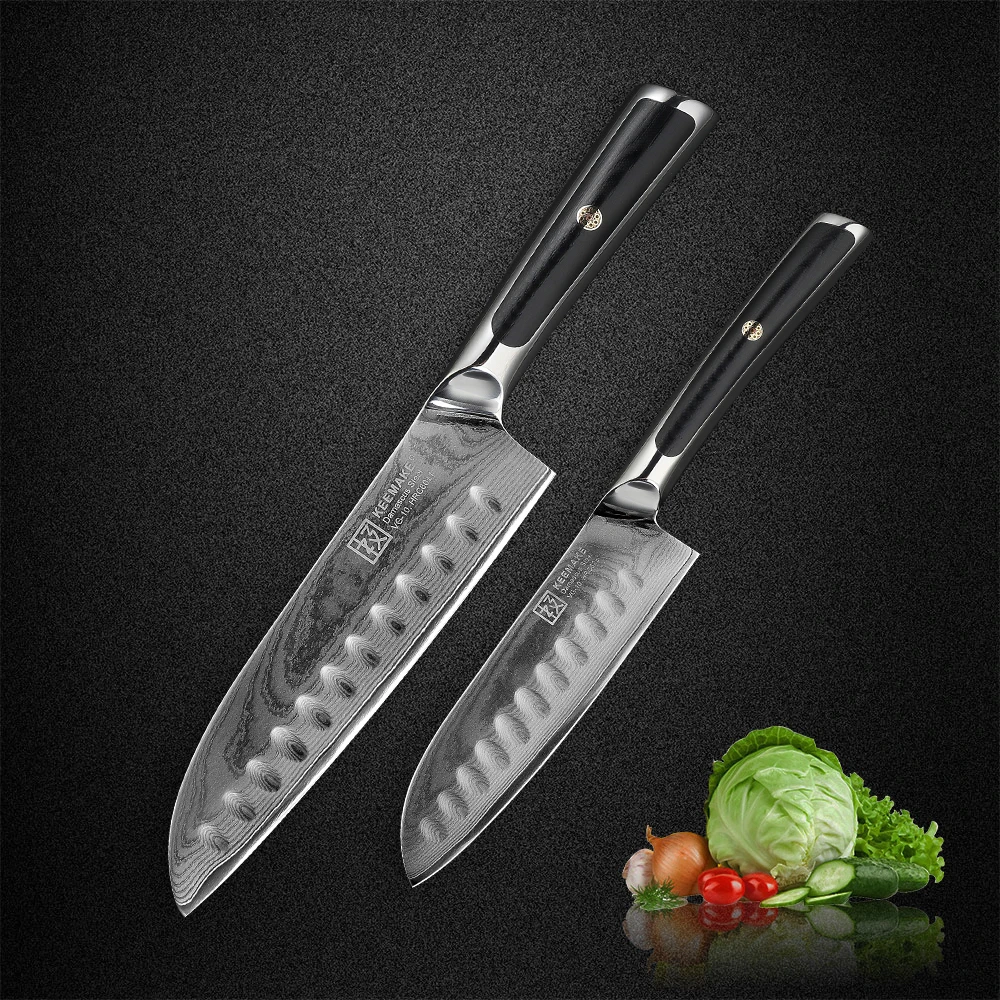 

KEEMAKE 73 Layers Damascus Santoku Knives Japanese VG10 Steel Blade G10 Handle Kitchen Knives Sharp Meat Fruit Cutter Knife