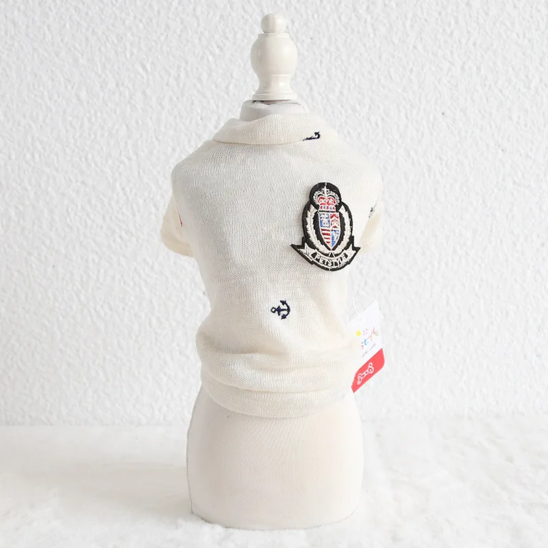 Весенне летняя одежда для домашних животных значок с вышивкой якоря вязаная