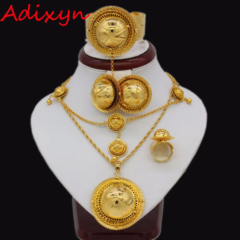 Женский свадебный комплект ювелирных изделий Adixyn золотого цвета в