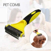 double side pet fur dog brush stainless steel cat grooming hair dematting remover tangles trimmer tool dog comb pet brush rake