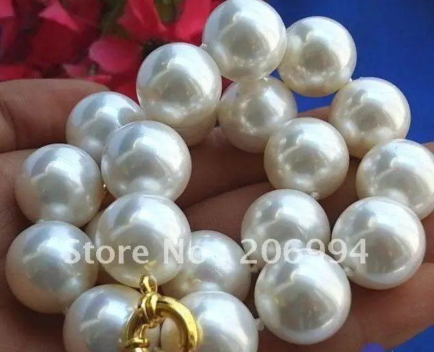 Жемчужное ожерелье с белым жемчугом 20 мм|fashion jewellery|jewellery fashionfashion necklace |