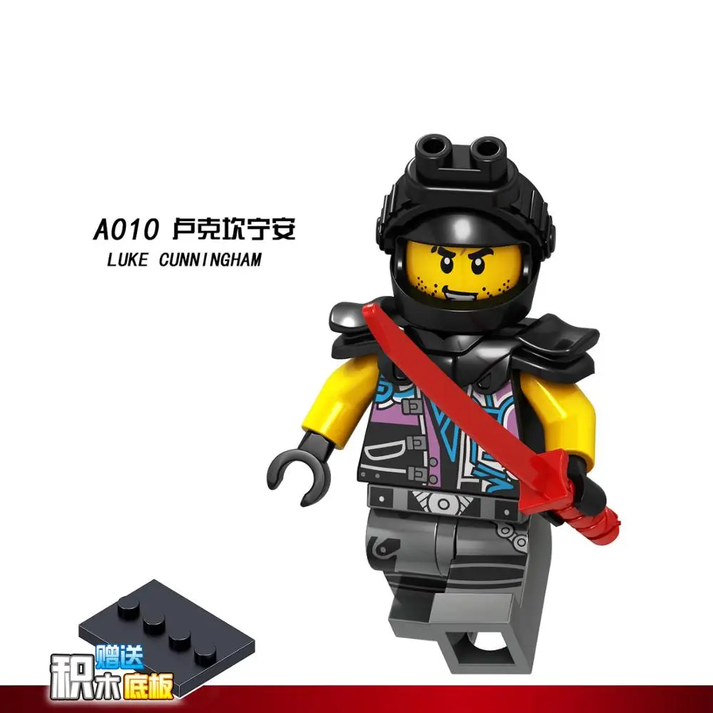 Лиловый Для мотоцикла ниндзя, фигурки, Kai Jay Zane Nya Lloyd Garmadon WU с оружием, строительные блоки, кирпичи, игрушки - Цвет: Лиловый