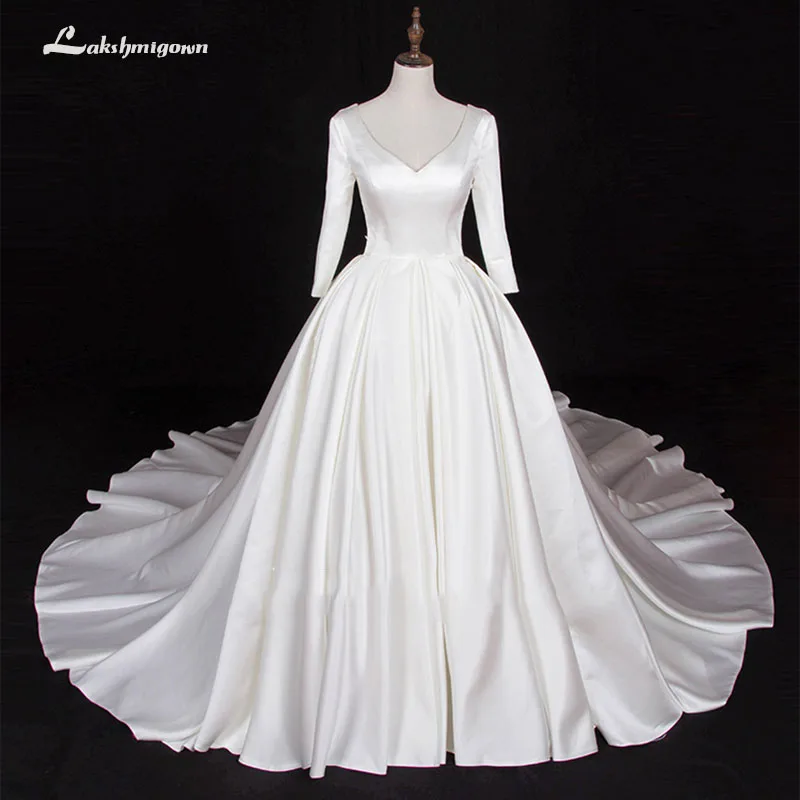 Пышные свадебные платья с длинным рукавом и v образным вырезом Vestido De Noiva Princesa